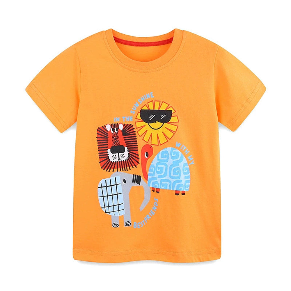 MyKids-USA® Boys’ Jungle Animals Cartoon Pattern T-shirt in European and American Style-0
