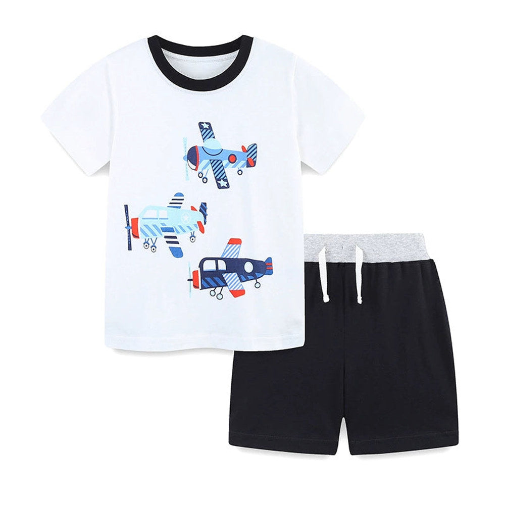 MyKids-USA® Baby Kids Cartoon Airplanes Pattern T-shirt and Shorts Clothing Set for Boys-0