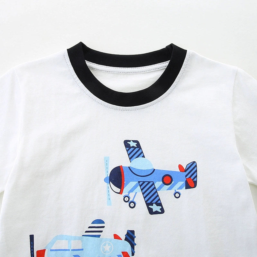 MyKids-USA® Baby Kids Cartoon Airplanes Pattern T-shirt and Shorts Clothing Set for Boys-2