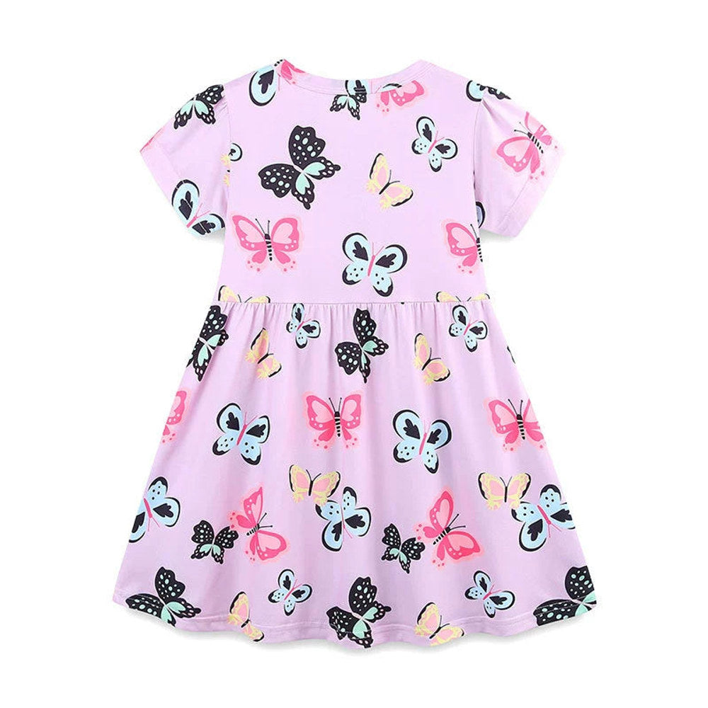 MyKids-USA® Colorful Butterfly Pattern Short Sleeves Dress for Stylish Girls-2