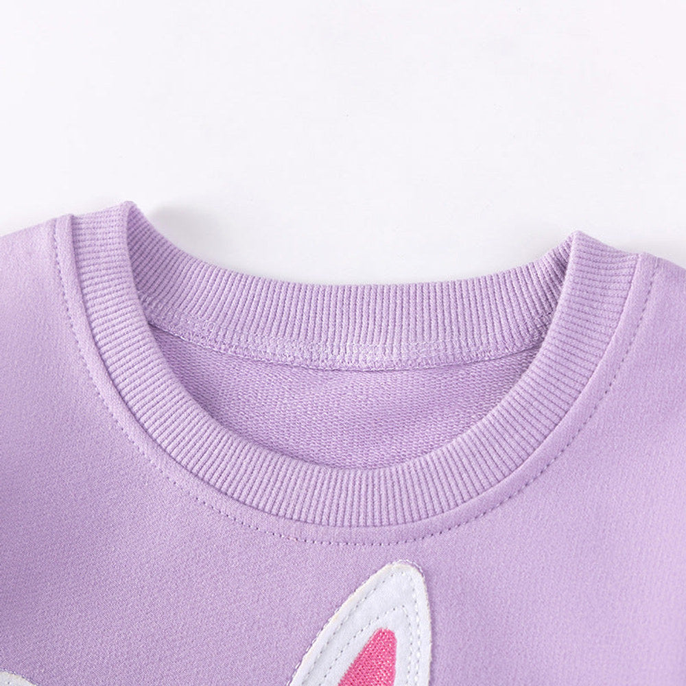 MyKids-USA® Girls Cute Rabbit Cartoon Pattern Long Sleeves Sweatshirt and Floral Pants Clothing Set-2