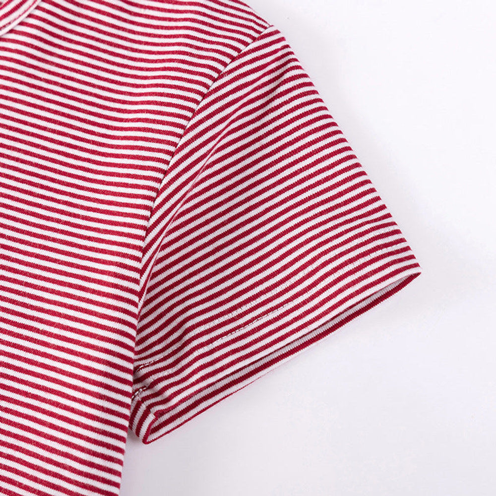 MyKids-USA® Puppy and Striped Pattern Short Sleeves Dress for Stylish Girls-3