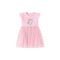 MyKids-USA® Unicorn and Stars Cartoon Pattern Fly Sleeves Tulle Patchwork Dress for Stylish Girls-0