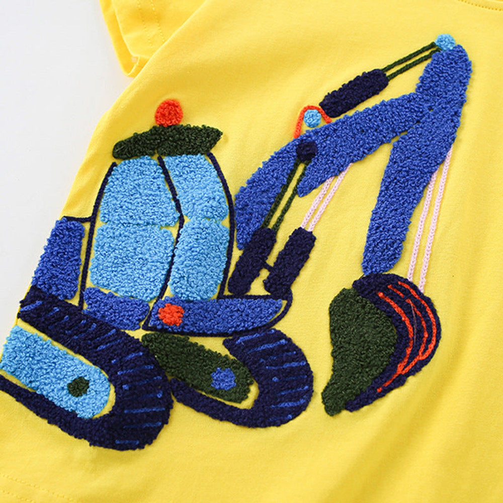 MyKids-USA® Boys’ Fluffy Embroidery Pattern T-shirt in European and American Style-1