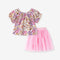 MyKids-USA® Baby Kids Girls Short Sleeves Floral Pattern Top and Plain Skirt Clothing Set-0