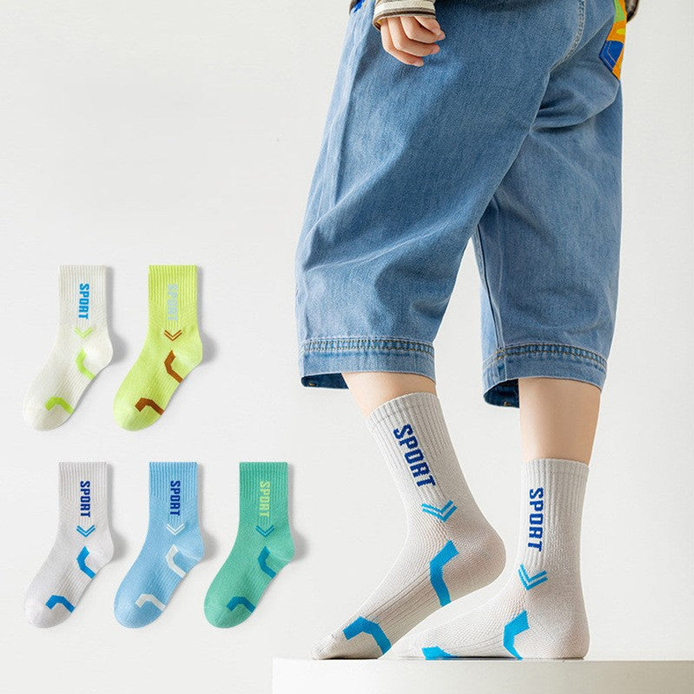 MyKids-USA® Kids Breathable Letters Pattern Sporty Socks Set-0