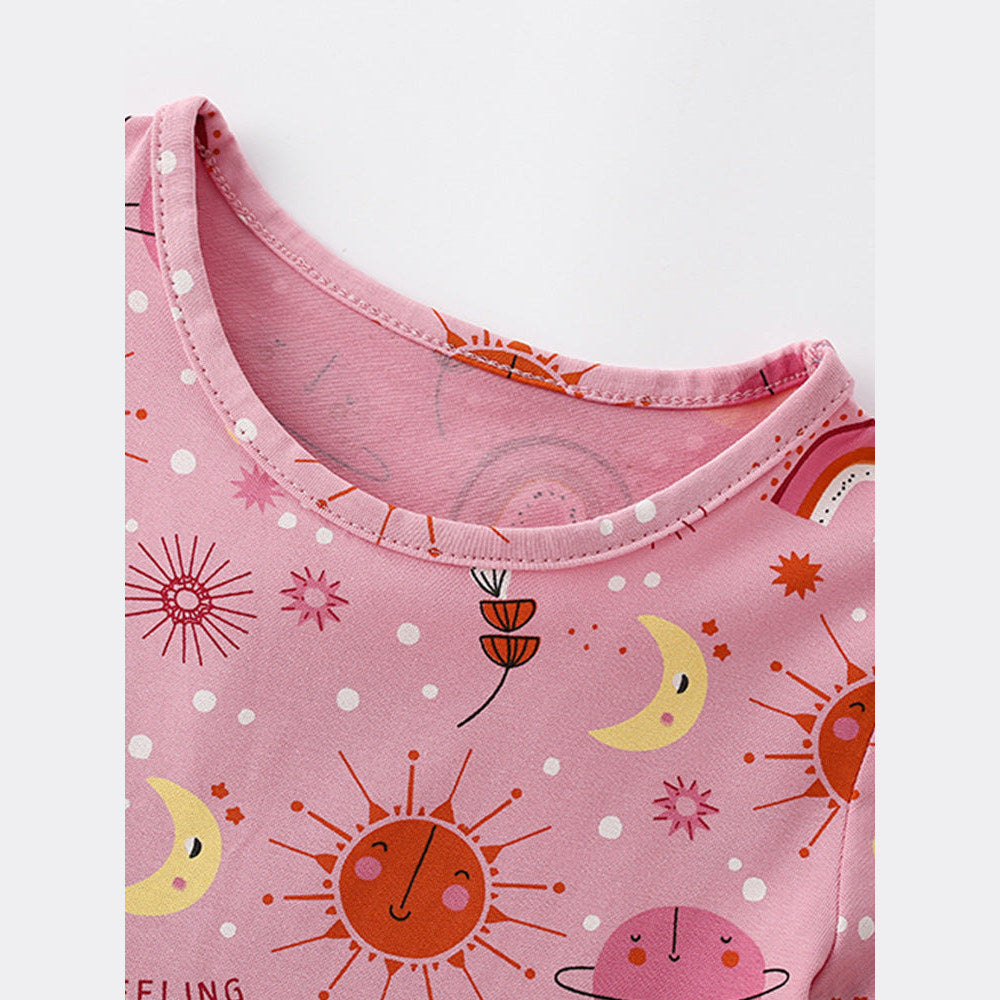 MyKids-USA® Baby Kids Girls Short Sleeves Cartoon Pattern Dress-1