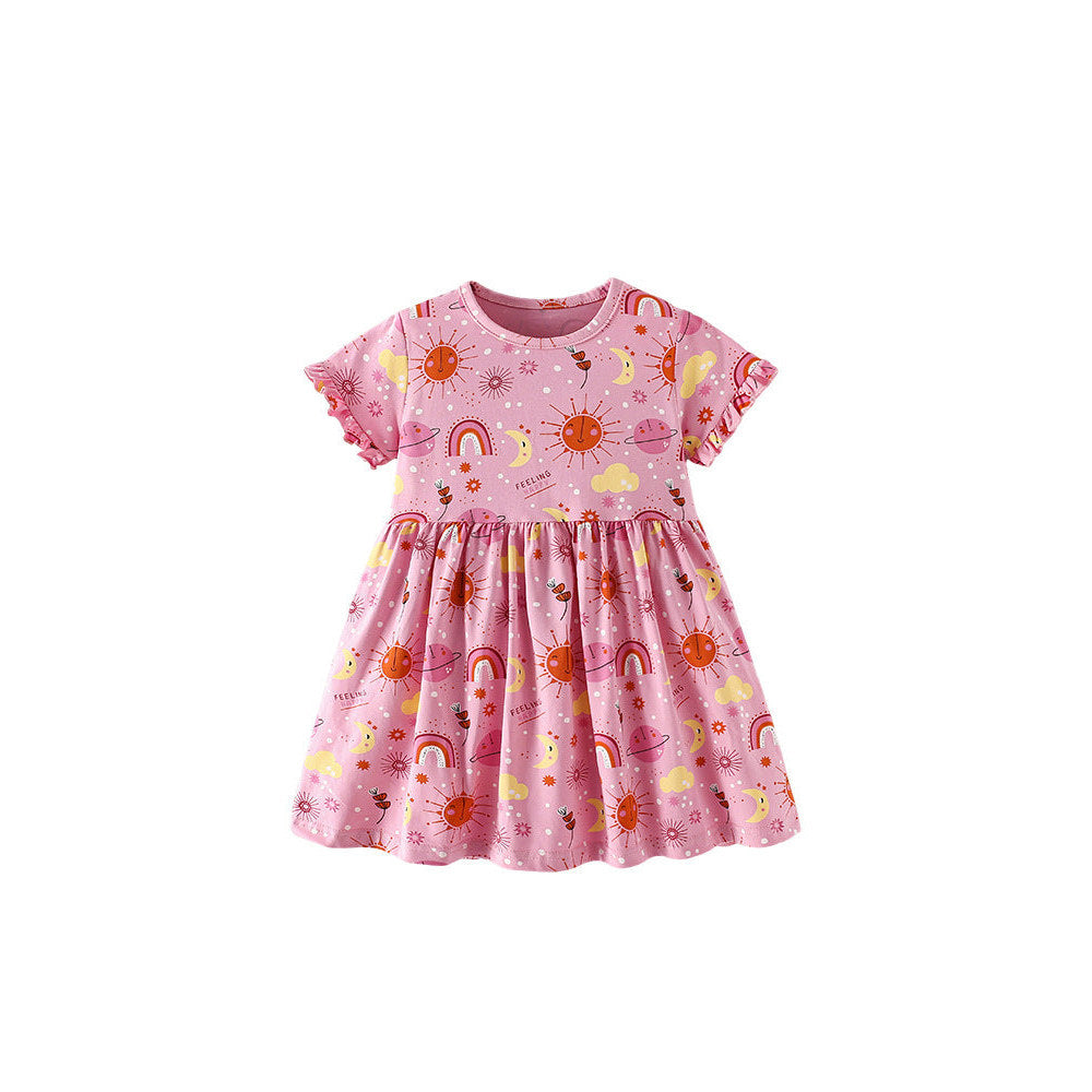 MyKids-USA® Baby Kids Girls Short Sleeves Cartoon Pattern Dress-4