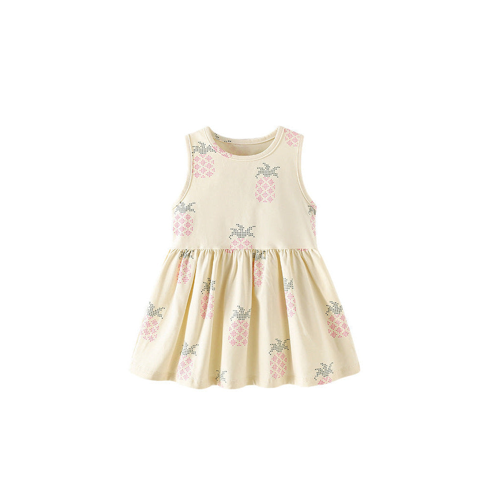 MyKids-USA® Baby Kids Girls Sleeveless Fruits Pattern Dress-4