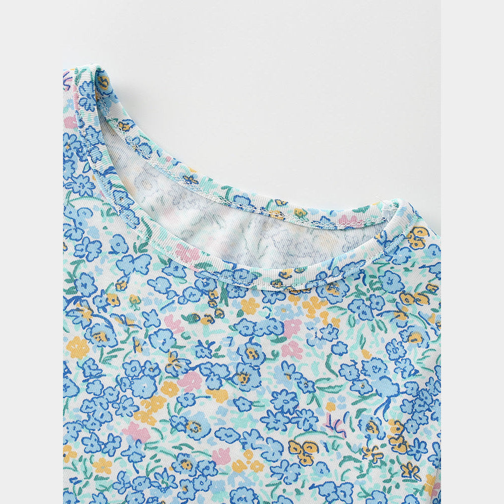 MyKids-USA® Baby Kids Girls Short Sleeves Floral Pattern Dress-1