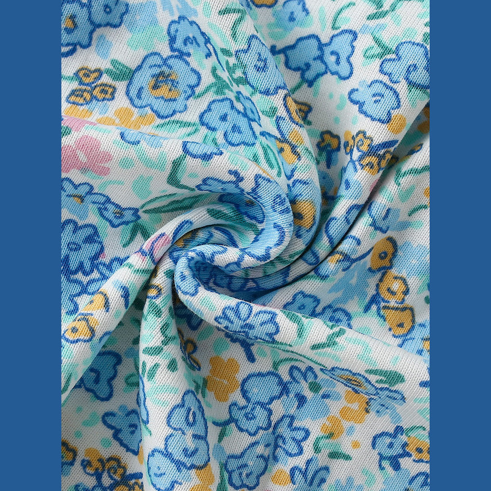 MyKids-USA® Baby Kids Girls Short Sleeves Floral Pattern Dress-3