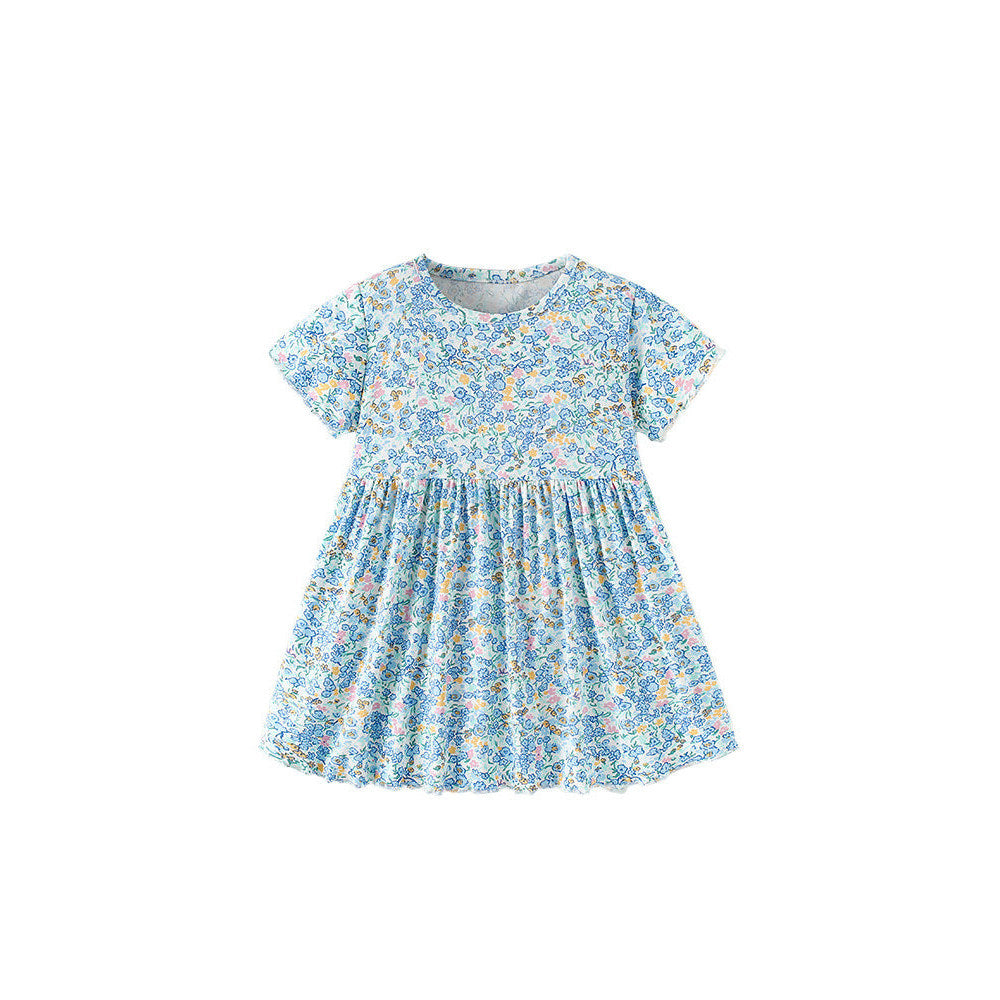MyKids-USA® Baby Kids Girls Short Sleeves Floral Pattern Dress-4
