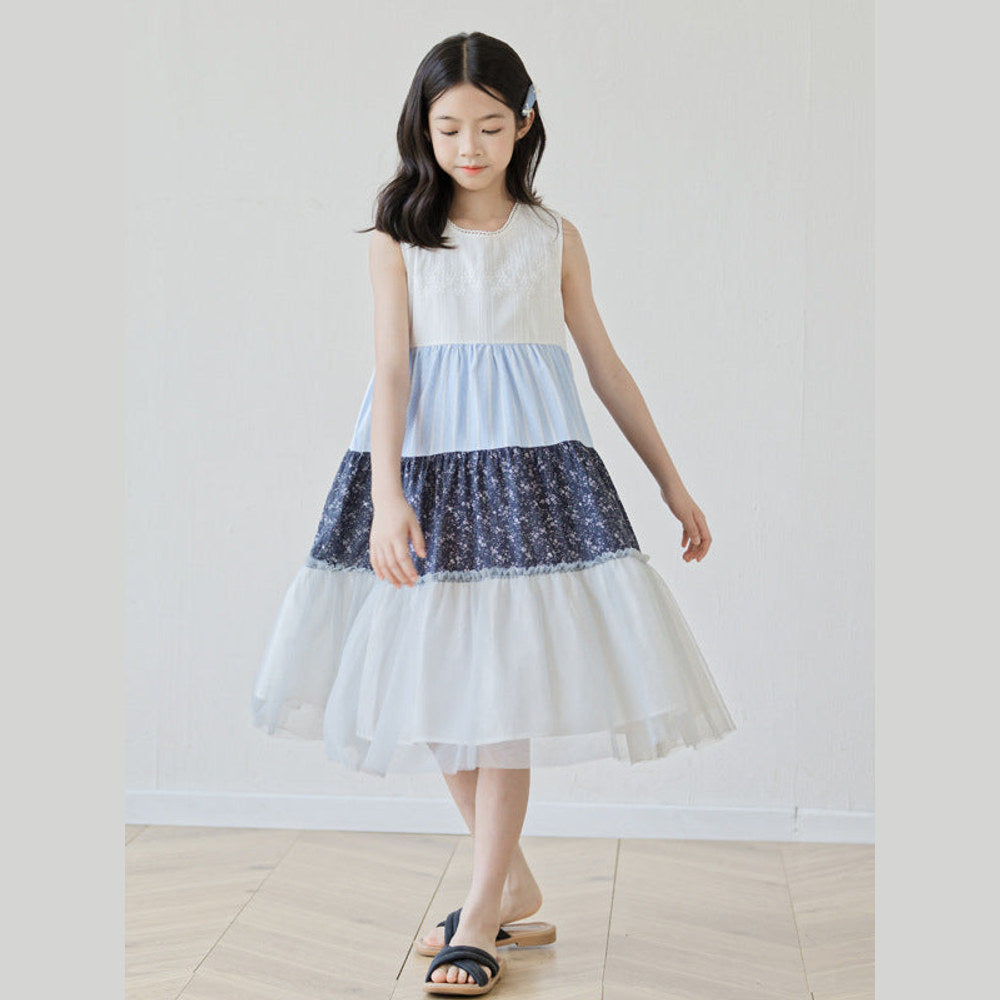MyKids-USA® Sleeveless Color Patchwork Dress for Stylish Girls-0