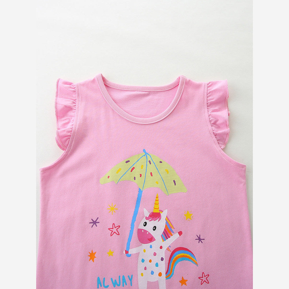 MyKids-USA® Baby Kids Fruits and Animals Cartoon Pattern T-shirt Clothing Set for Girls-3