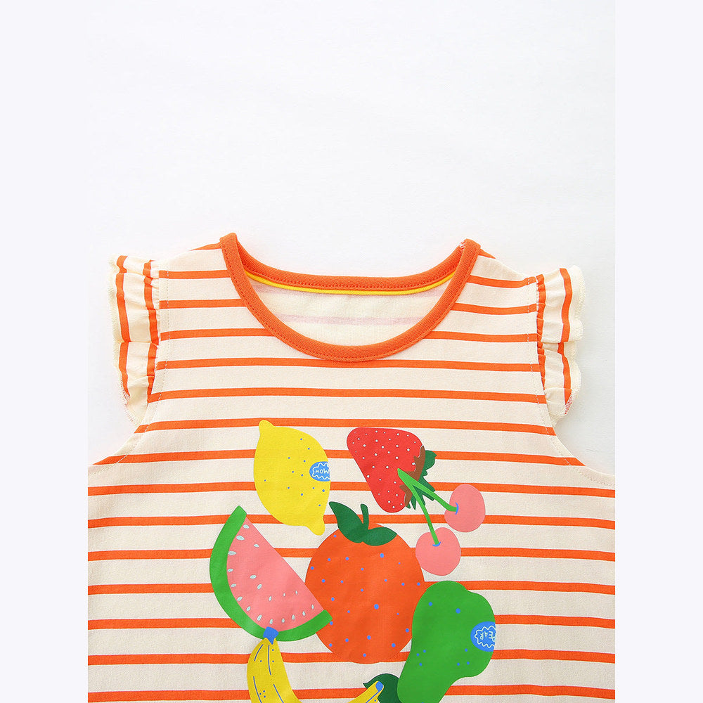 MyKids-USA® Baby Kids Fruits and Animals Cartoon Pattern T-shirt Clothing Set for Girls-4